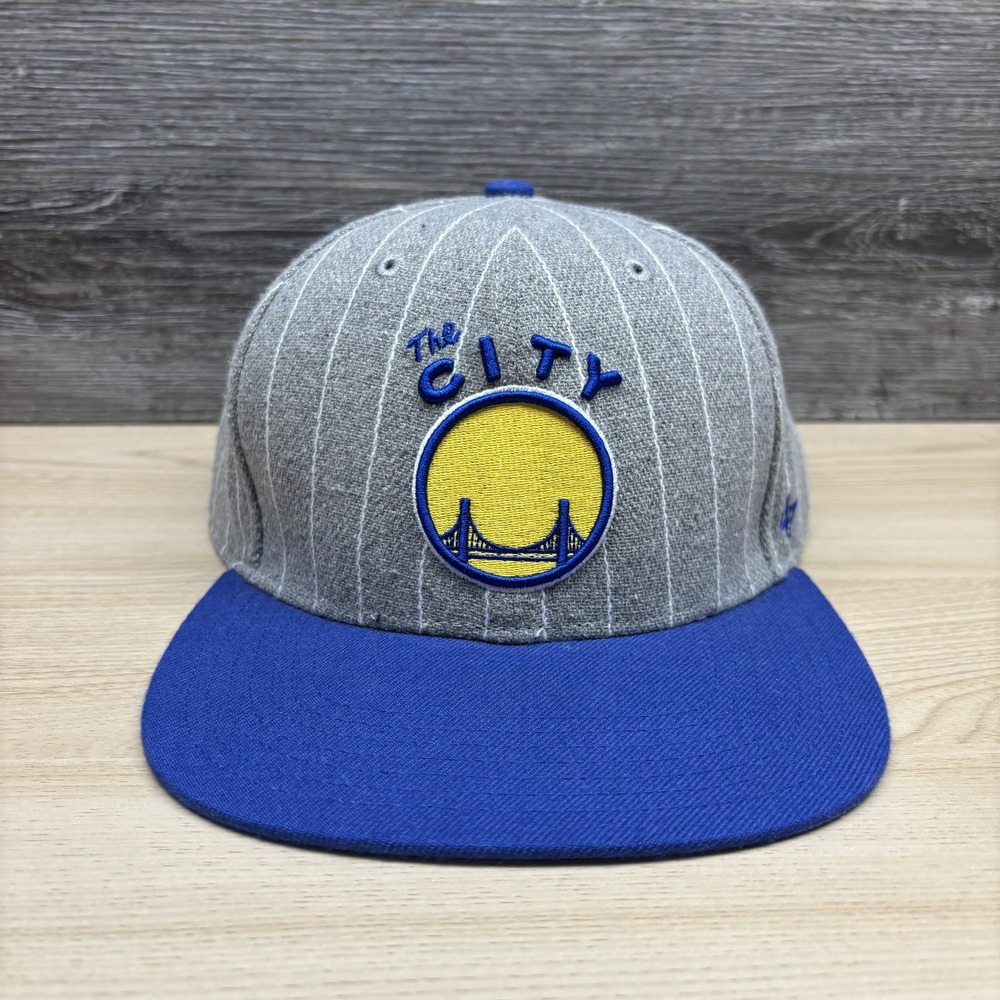 Golden State Warriors Hat Cap Snap Back Gray Blue Logo Basketball Mens '47